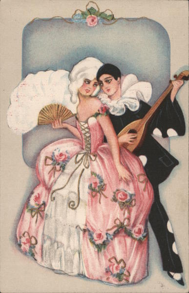 Woman with Peirrot Sofia Chiostri Artist Signed