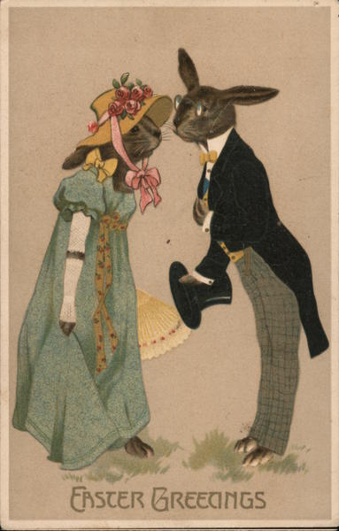 Easter Greetings: Bunny Couple With Bunnies