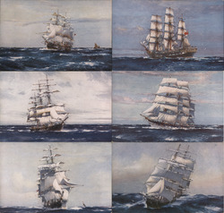 Set of 6: British Clipper ships London, England Sailboats J.Spurling Postcard Postcard Postcard