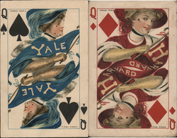 Set of 2 Harvard & Yale College Queens Postcard