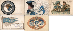 Lot of 5 Columbia University College Girls, Pennants, Flags, Football, Mascots Postcard