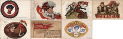 Lot of 7 Cornell University College Girls, Pennants, Flags, Football, Mascots Postcard Postcard Postcard