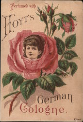 Hoyt's German Cologne Advertisement with Girl's Face in Rose Advertising Trade Card Trade Card Trade Card