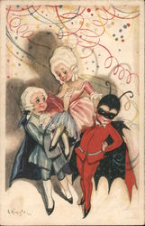 Children dressed up, prince and ladybug carrying princess at a party Italy Sofia Chiostri Postcard Postcard Postcard