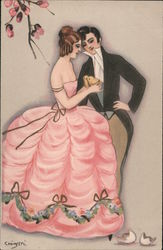 Man and Woman looking at newborn chicks Postcard
