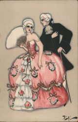 Hand drawn royal couple Postcard