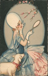 Eastertide with Woman and Lamb Postcard