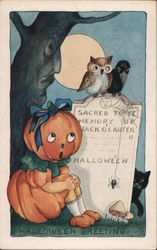 Rare Whitney Embossed Halloween Sacred to Ye Memory of Jack O' Lantern Postcard Postcard Postcard