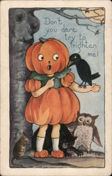 Rare Embossed Whitney Don't you dare try to frighten me! Halloween Postcard Postcard Postcard