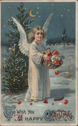 Rare: HTL Hold to Light Angel with Presents Postcard