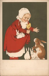 Girl with Bunnies Postcard