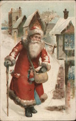 Santa in Red Delivering Presents Postcard