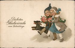 Diebesten Gluckwinsche zum Geburtstage Germany Girls Postcard Postcard Postcard