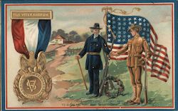 Two Soldiers with Flag for Decoration Day Postcard