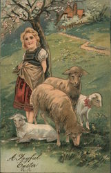 Girl keeping the Sheeps Germany Postcard Postcard Postcard