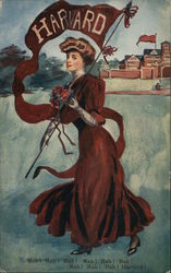 Harvard University College Girl Postcard