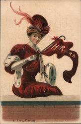 Harvard University College Girl Postcard