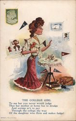 Ivy League College Girl (Yale, Princeton, Penn, Harvard, Cornell ,Columbia) Postcard