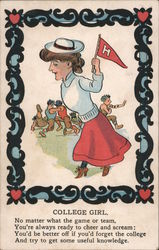 Harvard University College Girl Postcard