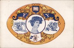 Yale University College Girl, Football Postcard