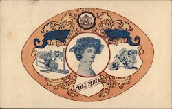 Columbia University College Girl, Football Postcard