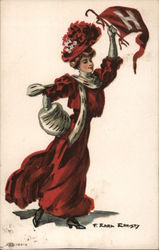 Harvard University College Girl Postcard