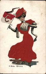 Silk Cornell University College Girl Postcard