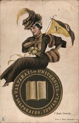 Valparaiso University College Girl Postcard