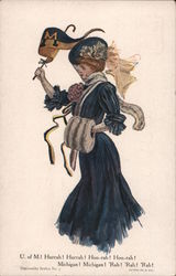 University of Michigan College Girl Postcard