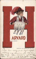 Harvard University College Girl Postcard