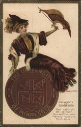University of Minnesota College Girl Postcard