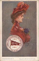 University of Chicago College Girl Postcard