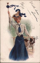 Yale University College Girl and Bulldog College Girls Archie Gunn Postcard Postcard Postcard