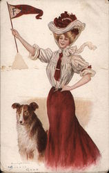 "F.I.P." FIP College/Institute/University? Girl & Dog College Girls Archie Gunn Postcard Postcard Postcard