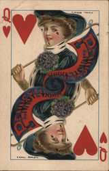 University of Pennsylvania College Girl Queen of Hearts College Girls F. Earl Christy Postcard Postcard Postcard