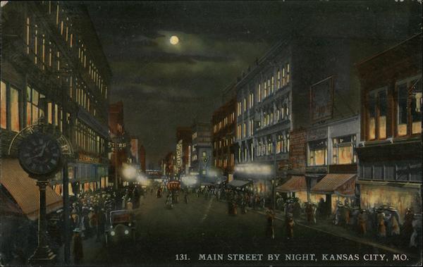 Main Street by Night Kansas City Missouri
