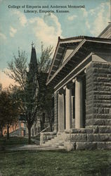 College of Emporia and Anderson Memorial Library Kansas Postcard Postcard Postcard