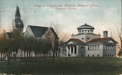 College of Emporia and Anderson Memorial Library Kansas Postcard Postcard Postcard