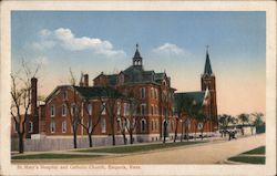 St. Mary's Hospital and Catholic Church Postcard