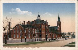 St. Mary's Hospital and Catholic Church Postcard