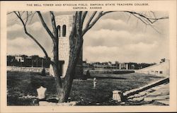 The Bell Tower and Stadium Field, Emporia State Teachers College Postcard