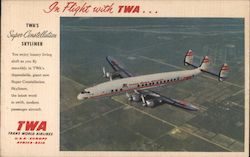 TWA's Super-Constellation Skyliner Airline Advertising Postcard Postcard Postcard