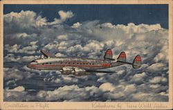 TWA Constellation in Flight Postcard