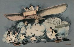 Fairies Riding a Monoplane Postcard