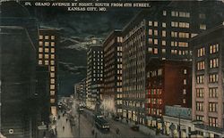 Grand Avenue by Night, South from 8th Street Postcard