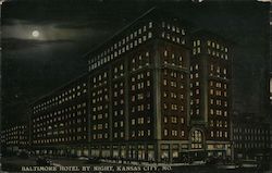 Baltimore Hotel by Night Kansas City, MO Postcard Postcard Postcard