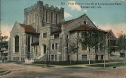 First Baptist Church at Linwood and Park Kansas City, MO Postcard Postcard Postcard