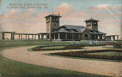 Shelter and Garden at Entrance to Swope Park Postcard