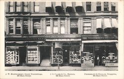 J.W. Montgomery, Gents' Furnishings & J.S. Clark & Co., Hatters & Federmann & Hallar, Druggists Postcard