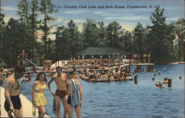 Country Club Lake and Bath House Fayetteville, NC Postcard